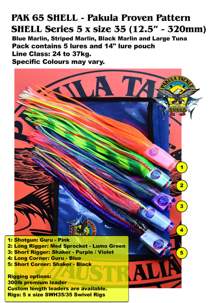 PAK 65 - Unrigged - Pakula Proven Pattern Shell Series - 5 x size 35 (13.00” - 320mm) - Image 2