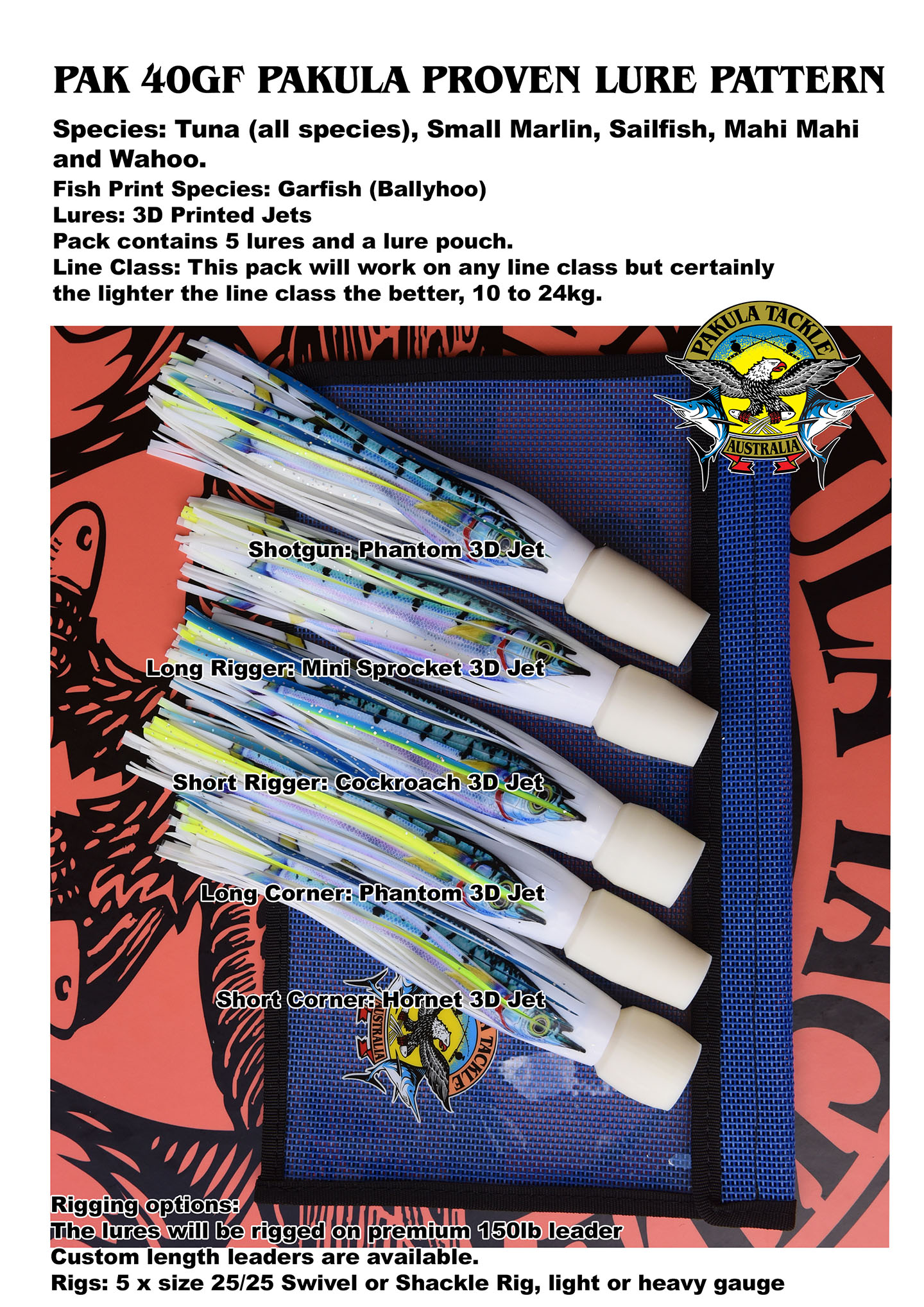 PAK 40 - Garfish / Sauries - 3D Print - Light Tackle Rat Pack 8kg to 15kg - 16lb to 30lb Line Class