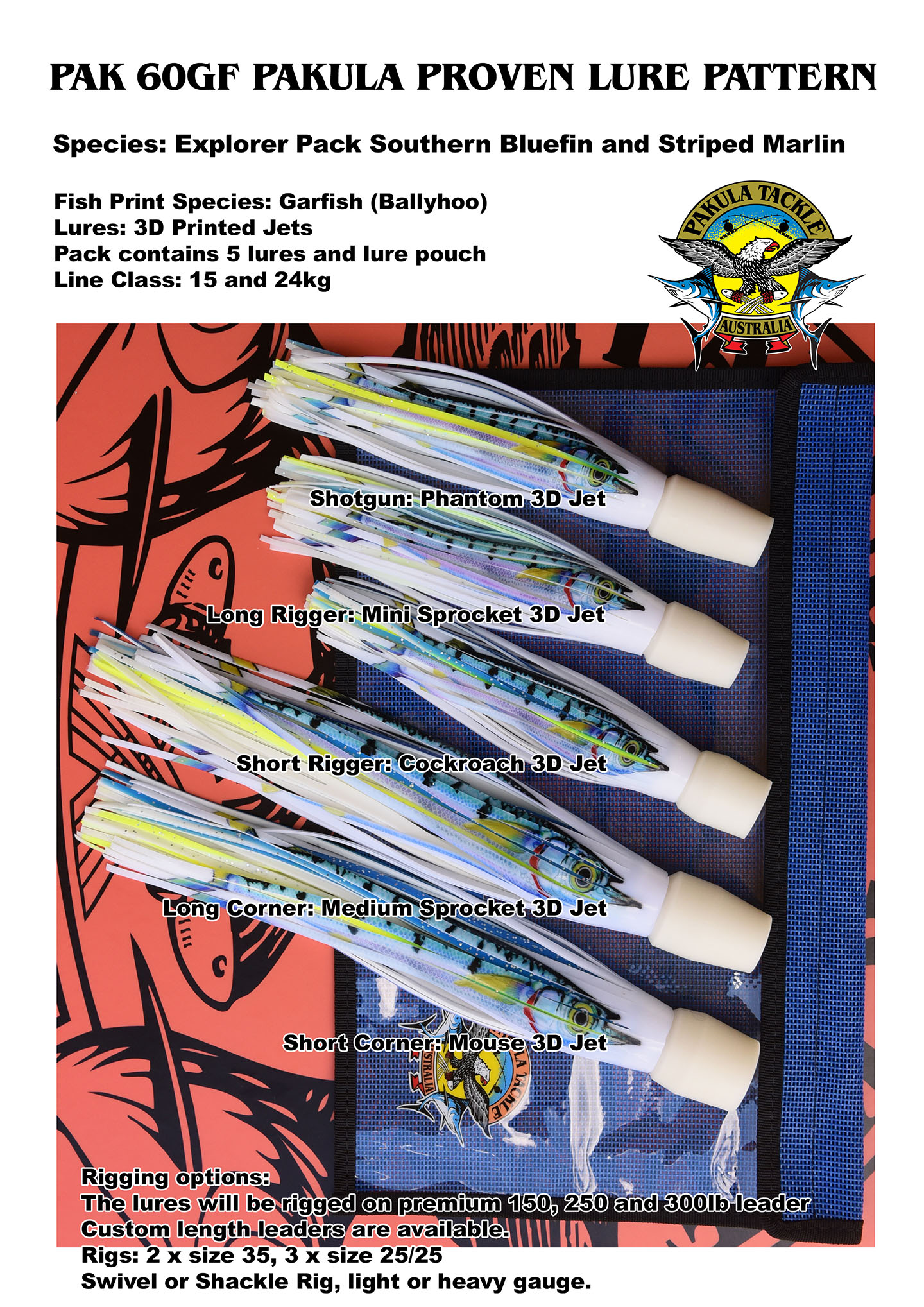 PAK 60 - Garfish / Sauries - 3D Print - Explorer Pack for Yellowfin, Southern Bluefin and Striped Marlin