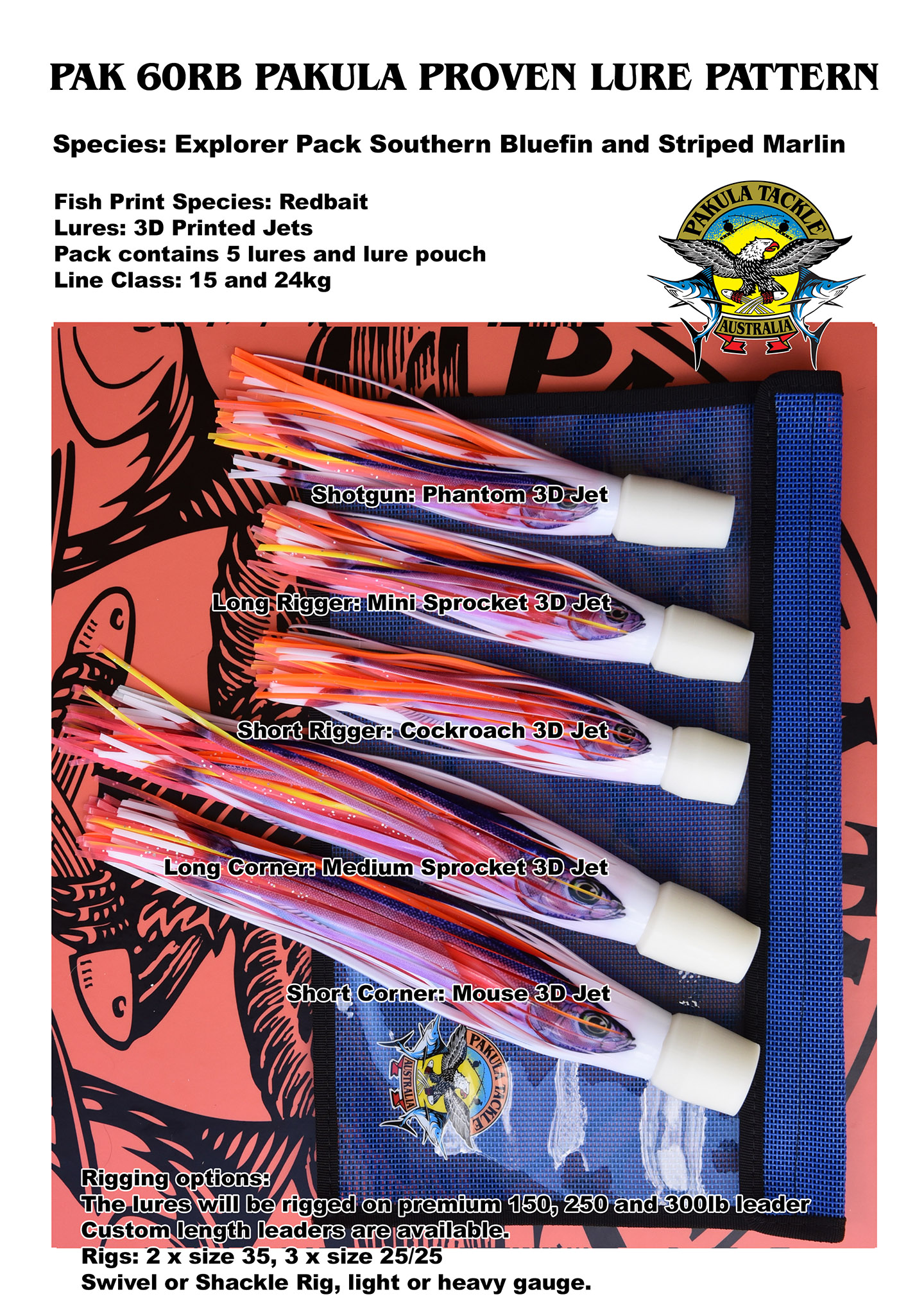 PAK 60 - Redbait - 3D Print - Explorer Pack for Yellowfin, Southern Bluefin and Striped Marlin