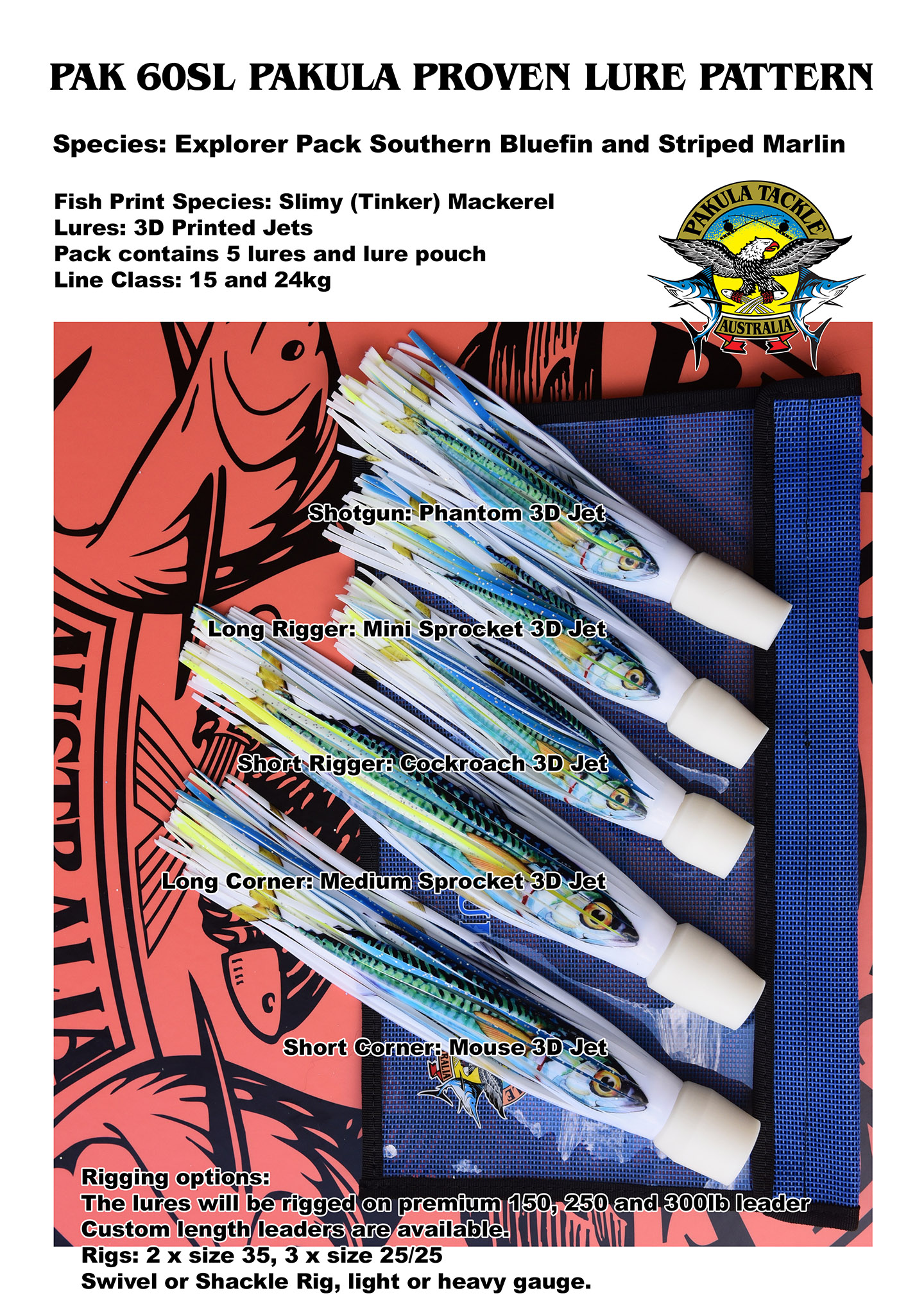 PAK 60-  Slimy (Tinker) - 3D Print -Explorer Pack for Yellowfin, Southern Bluefin and Striped Marlin