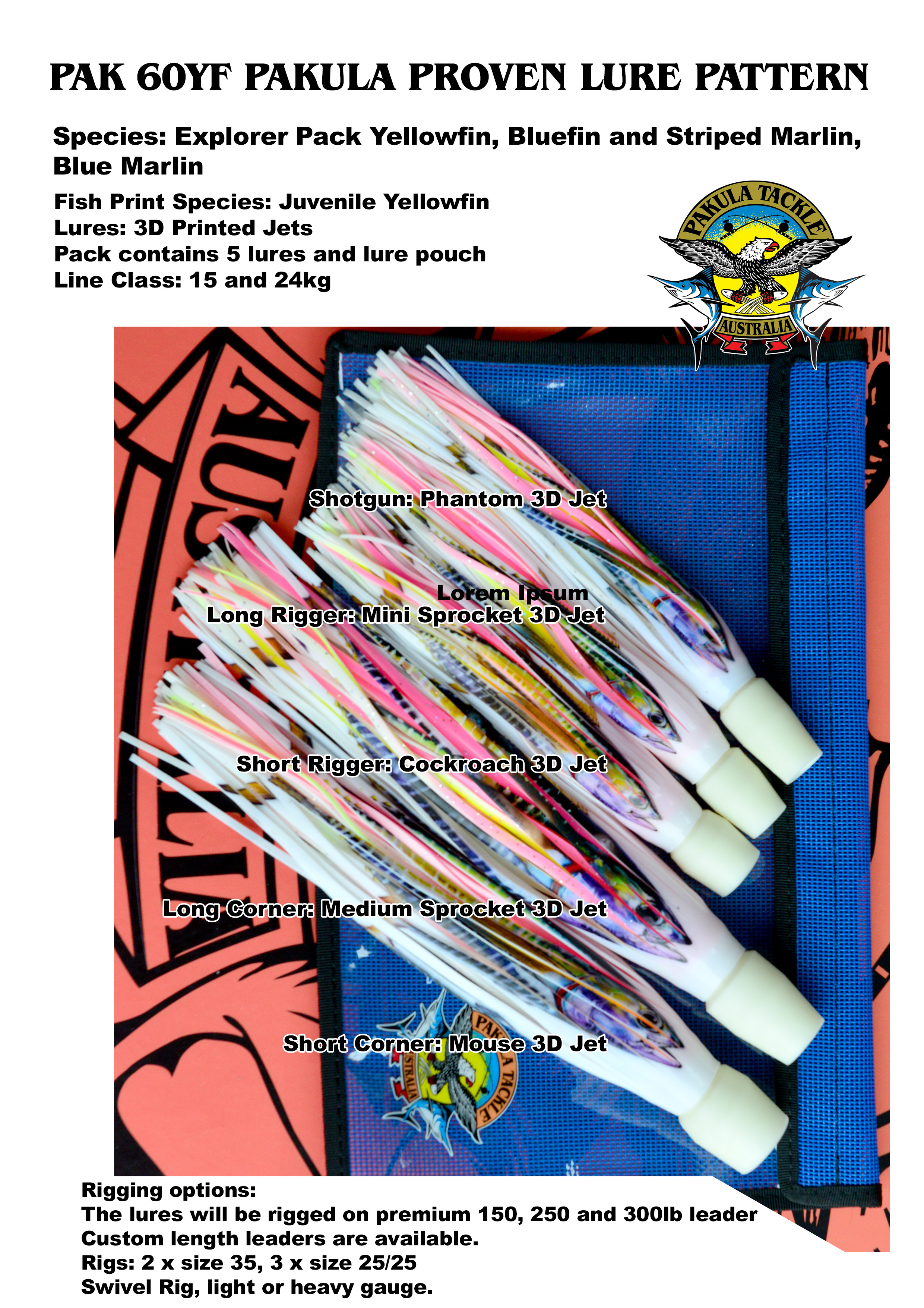PAK 60- Yellowfin - 3D Print - Explorer Pack for Yellowfin, Southern Bluefin and Striped Marlin
