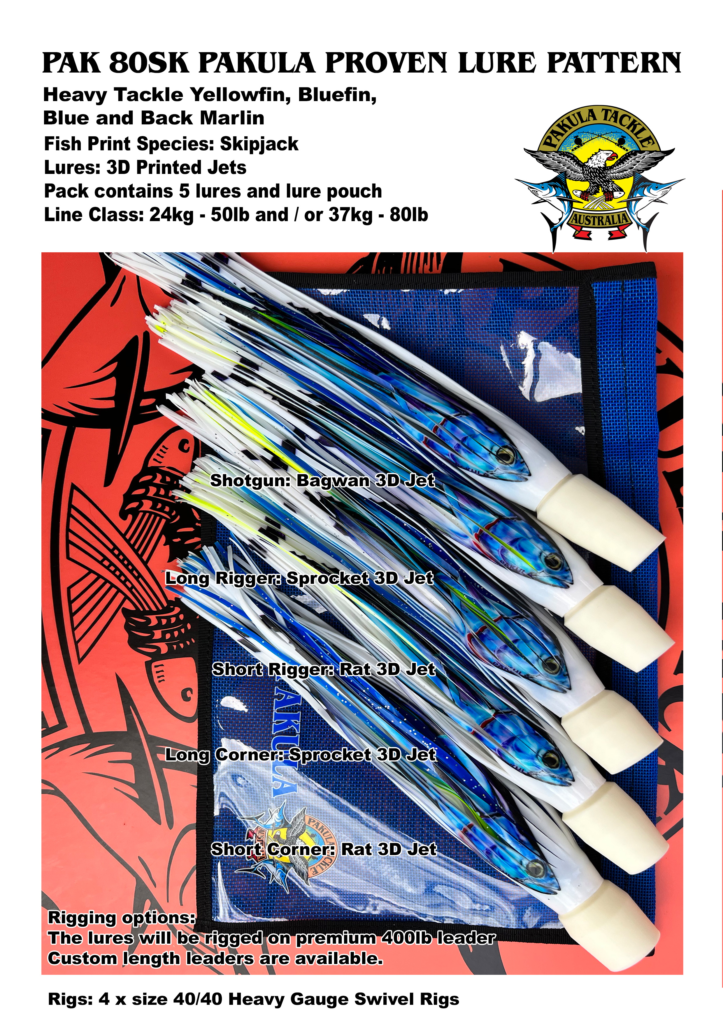 PAK 80 - Skipjack - 3D Print - Heavy Tackle Blue Marlin 24kg - 50lb to 37kg - 80lb