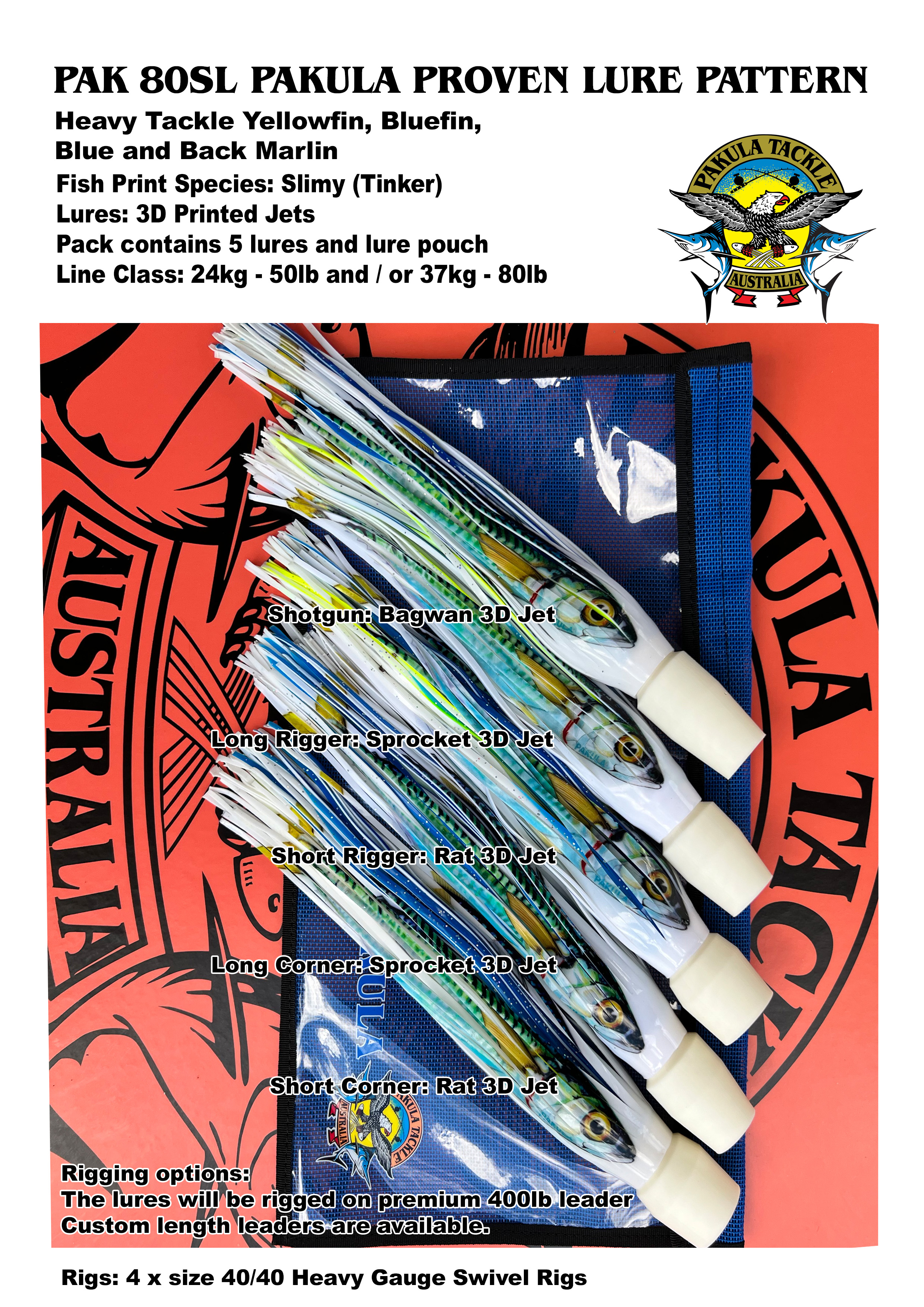 PAK 80 - Slimy (Tinker) - 3D Print - Heavy Tackle for Blue Marlin 24kg - 50lb to 37kg - 80lb