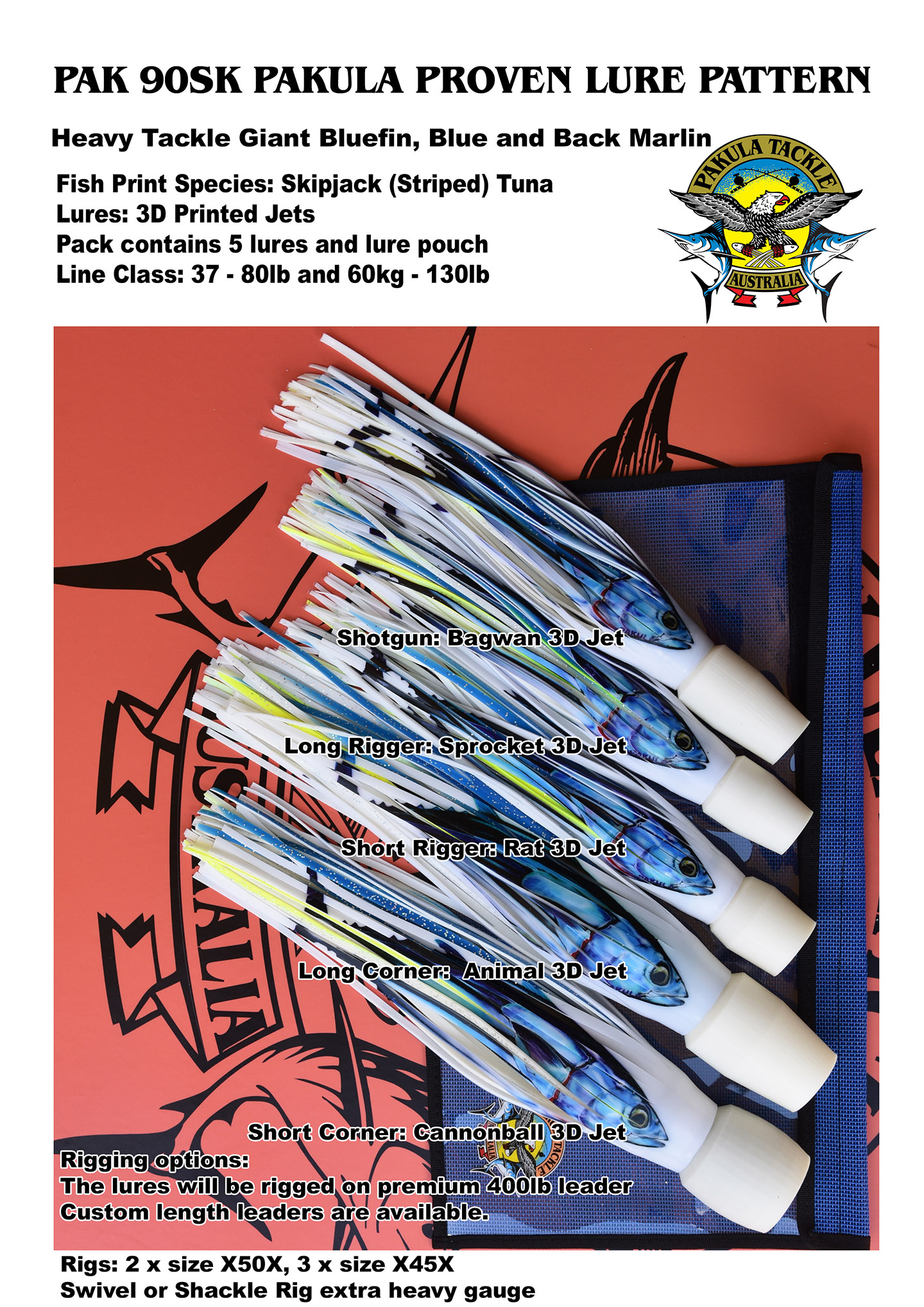 PAK 90 - Skipjack - 3D Print - Heavy Tackle for Blue Marlin 37kg to 60kg - 80lb to 130lb Line Class