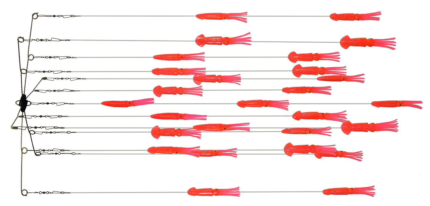 Brad J 24" Stainless Dredge 13 drop 27 squid