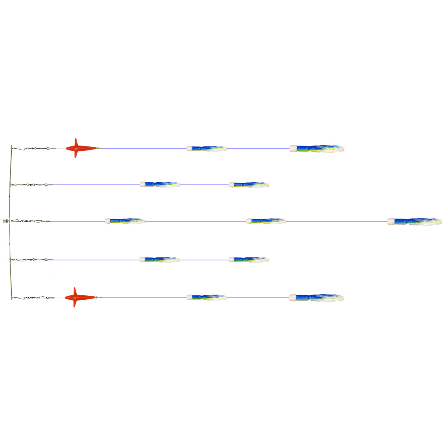 24" Blue White Lumo DaisySquid Spreader Bar - With Options