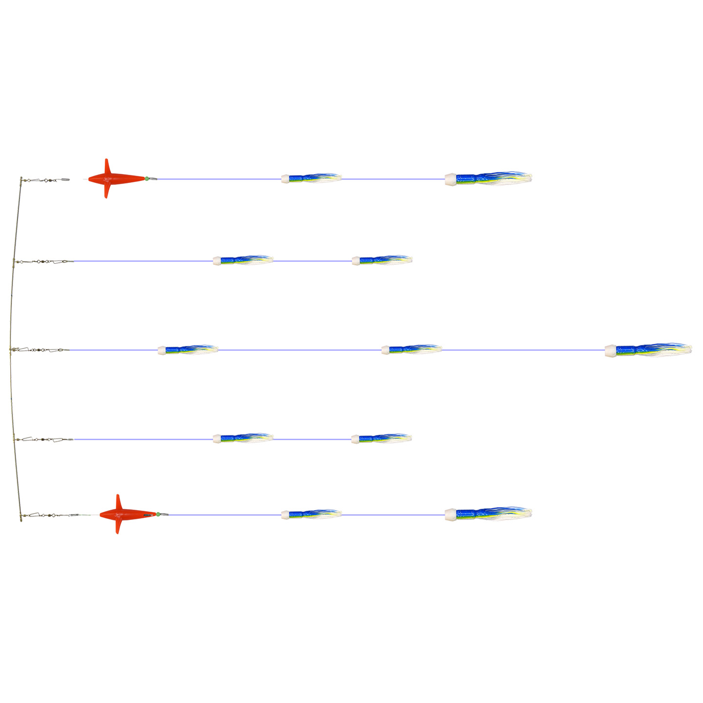 36" Blue White Lumo DaisySquid Spreader Bar - With Options